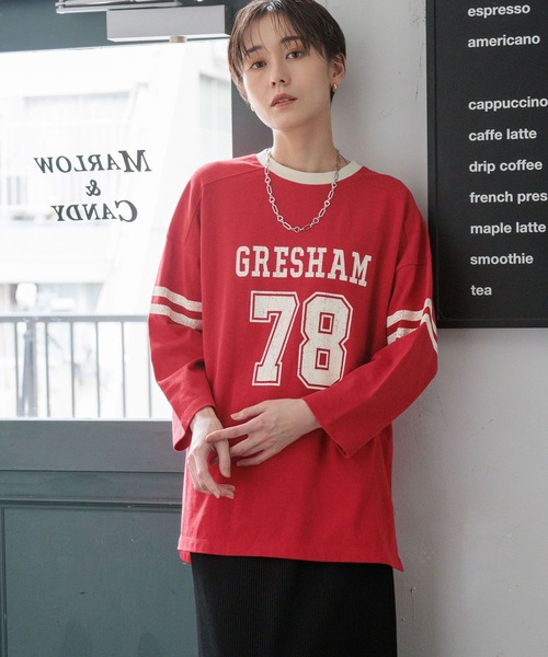 LOWRYS FARM（ローリーズファーム）の「ナンバリングTシャツ 107459（Tシャツ/カットソー・レディース・レッド/チャコールグレー/アイボリー・FREE）」の6枚目の写真