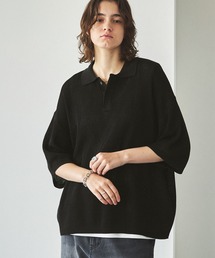 EMMA CLOTHES | ドライリブニットルーズ比翼ポロシャツ EMMA CLOTHES 2024SS(ポロシャツ)