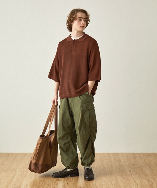 HERMES ストライプ柄 リブニット ポロシャツ シアー 半袖 XL 黒 HERMES ストライプ柄 リブニット ポロシャツ シアー 半袖 XL 黒