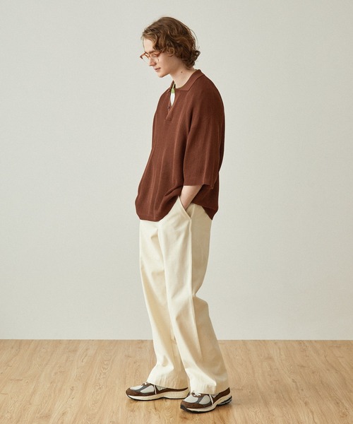 EMMA CLOTHES（エマクローズ）の「ドライリブニットルーズ比翼ポロシャツ（ポロシャツ・メンズ・ライトブルー/アイボリー/ダークグレー/ブラック/グレー/ブラウン・S/L/M）」の22枚目の写真