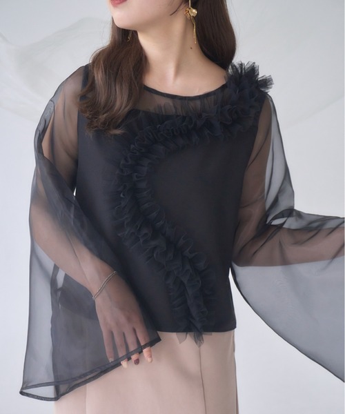 Noirkeininomiya チュールトップス ブラウス Noir Kei Ninomiya チュール ブラウス | ブラック | FARFETCH JP