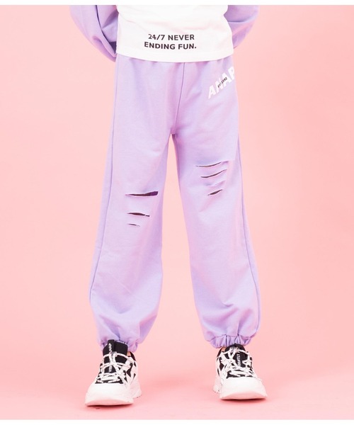 ANAP kids(アナップキッズ)の「ミニ裏毛ロングジョガーパンツ(その他パンツ・キッズ・ブラック/グレー/ラベンダー・110cm/120cm/130cm)」の3枚目の写真