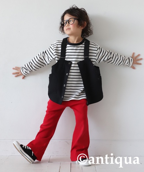 antiqua(アンティカ)の「リブフレアパンツ(その他パンツ・キッズ・アイボリー/ブラック/ブルーグリーン/グリーン系その他/オレンジ/レッド・110/120/130)」の11枚目の写真