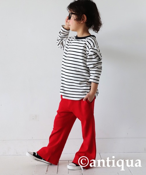 antiqua(アンティカ)の「リブフレアパンツ(その他パンツ・キッズ・アイボリー/ブラック/ブルーグリーン/グリーン系その他/オレンジ/レッド・110/120/130)」の15枚目の写真