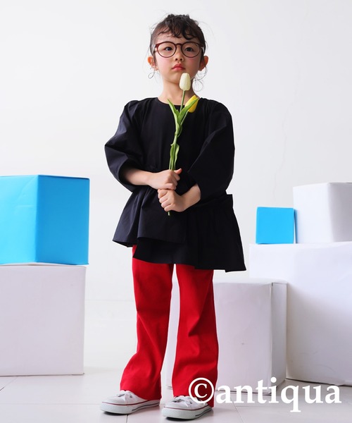 antiqua(アンティカ)の「リブフレアパンツ(その他パンツ・キッズ・アイボリー/ブラック/ブルーグリーン/グリーン系その他/オレンジ/レッド・110/120/130)」の16枚目の写真