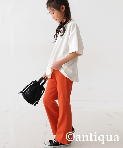 antiqua(アンティカ)の「リブフレアパンツ(その他パンツ・キッズ・アイボリー/ブラック/ブルーグリーン/グリーン系その他/オレンジ/レッド・110/120/130)」の19枚目の写真