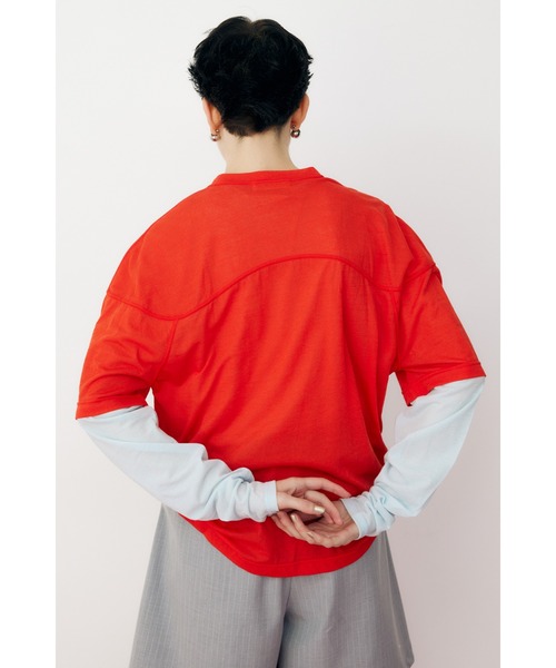 HeRIN.CYE（ヘリンドットサイ）の「Sheer half sleeve Tshirt　シアーハーフスリーブTシャツ（テーラードジャケット・レディース・ライトブルー/ブラック/レッド/ライトイエロー・FREE）」の16枚目の写真