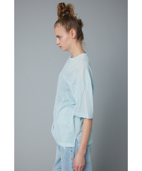 HeRIN.CYE（ヘリンドットサイ）の「Sheer half sleeve Tshirt　シアーハーフスリーブTシャツ（テーラードジャケット・レディース・ライトブルー/ブラック/レッド/ライトイエロー・FREE）」の15枚目の写真