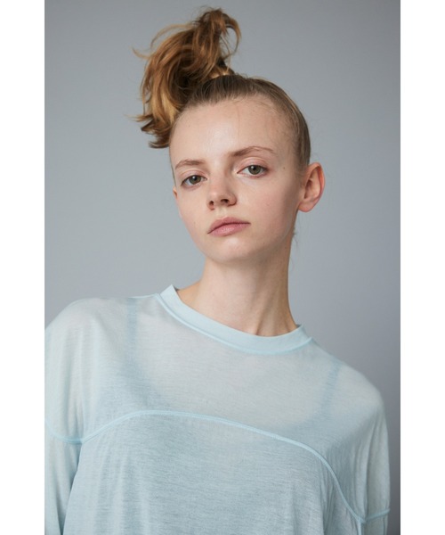 HeRIN.CYE（ヘリンドットサイ）の「Sheer half sleeve Tshirt　シアーハーフスリーブTシャツ（テーラードジャケット・レディース・ライトブルー/ブラック/レッド/ライトイエロー・FREE）」の11枚目の写真