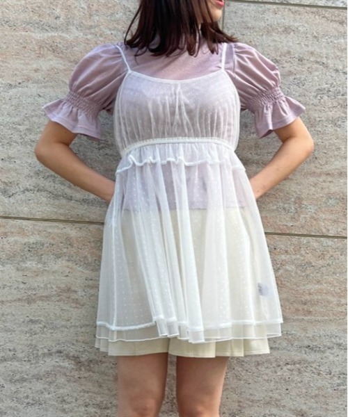 axes femme POETIQUE（アクシーズファムポエティック）の「キャミソール付ラメカットプルオーバー（Tシャツ/カットソー・レディース・ピンク/グレー/サックスブルー・MEDIUM）」の3枚目の写真