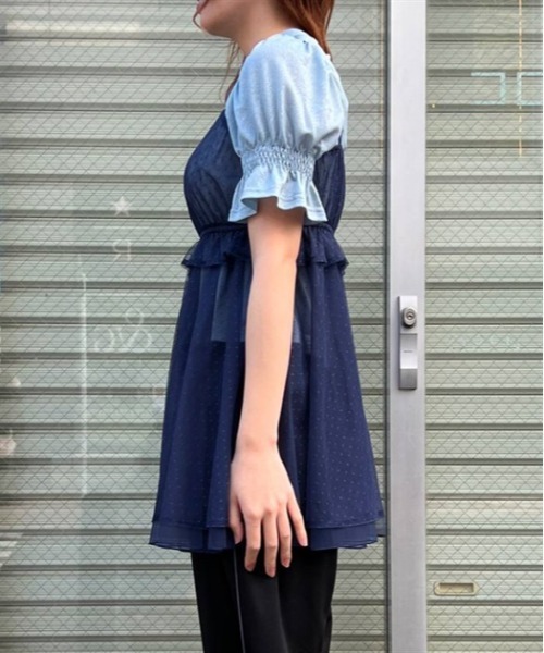 axes femme POETIQUE（アクシーズファムポエティック）の「キャミソール付ラメカットプルオーバー（Tシャツ/カットソー・レディース・ピンク/グレー/サックスブルー・MEDIUM）」の4枚目の写真