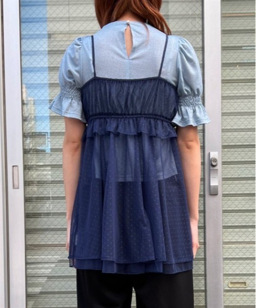 axes femme POETIQUE（アクシーズファムポエティック）の「キャミソール付ラメカットプルオーバー（Tシャツ/カットソー・レディース・ピンク/グレー/サックスブルー・MEDIUM）」の5枚目の写真