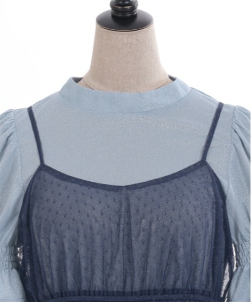 axes femme POETIQUE（アクシーズファムポエティック）の「キャミソール付ラメカットプルオーバー（Tシャツ/カットソー・レディース・ピンク/グレー/サックスブルー・MEDIUM）」の12枚目の写真