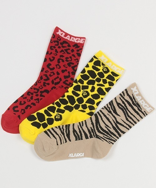 XLARGE KIDS（エクストララージキッズ）の「アニマル柄ソックス（ソックス/靴下・キッズ・レッド/ベージュ/イエロー・13-15cm/15-17cm/17-19cm/19-21cm）」の4枚目の写真