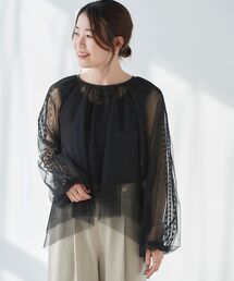 チュール刺繍ブラウス