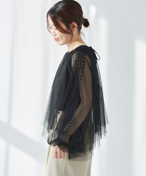 le.coeur blanc(ルクールブラン)の「チュール刺繍ブラウス(シャツ/ブラウス・レディース・ブラック/ブラウン・38)」の8枚目の写真