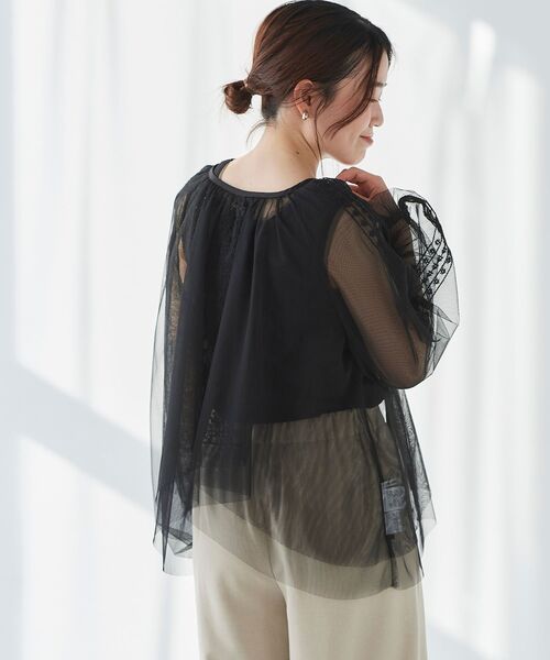 le.coeur blanc(ルクールブラン)の「チュール刺繍ブラウス(シャツ/ブラウス・レディース・ブラック/ブラウン・38)」の12枚目の写真