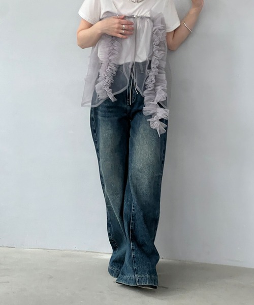 chuclla(チュクラ)の「ワイドレッグ ヴィンテージライクデニム chw24s058(デニムパンツ・レディース・ブルー・M/L/S)」の12枚目の写真