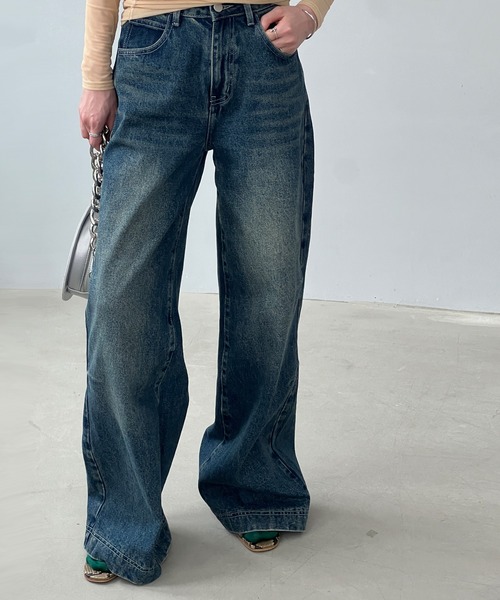 デニムジーンズ ワイドレッグ ヴィンテージ風 レトロ トレンディ 505ZXX レギュラーストレート ヴィンテージ デニムパンツ