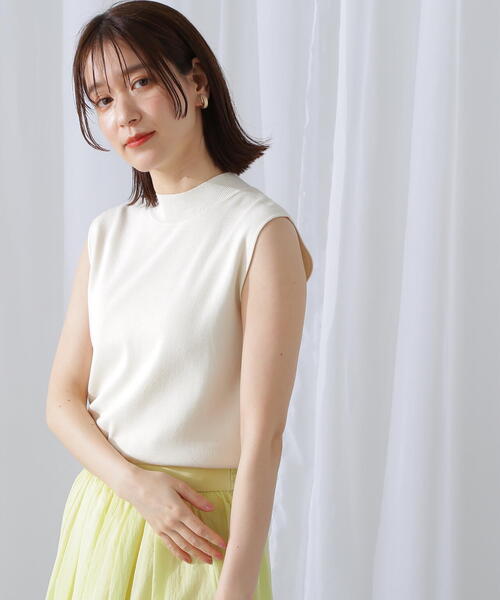 N.（N. Natural Beauty Basic）（エヌエヌナチュラルビューティーベーシック）の「◆総針ボトルネックノースリーブニット（Tシャツ/カットソー・レディース・ブルー/ブラック/オフホワイト/オレンジ・MEDIUM）」の17枚目の写真