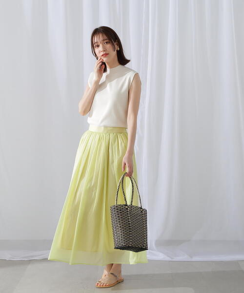 N.（N. Natural Beauty Basic）（エヌエヌナチュラルビューティーベーシック）の「◆総針ボトルネックノースリーブニット（Tシャツ/カットソー・レディース・ブルー/ブラック/オフホワイト/オレンジ・MEDIUM）」の19枚目の写真