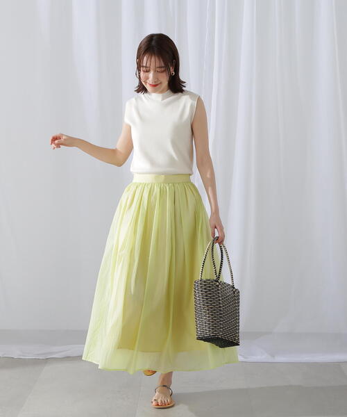 N.（N. Natural Beauty Basic）（エヌエヌナチュラルビューティーベーシック）の「◆総針ボトルネックノースリーブニット（Tシャツ/カットソー・レディース・ブルー/ブラック/オフホワイト/オレンジ・MEDIUM）」の22枚目の写真