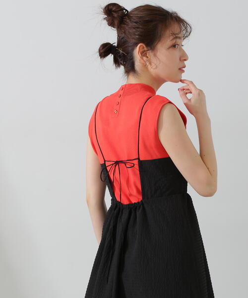 N.（N. Natural Beauty Basic）（エヌエヌナチュラルビューティーベーシック）の「◆総針ボトルネックノースリーブニット（Tシャツ/カットソー・レディース・ブルー/ブラック/オフホワイト/オレンジ・MEDIUM）」の9枚目の写真