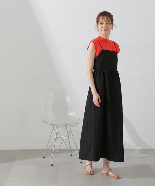 N.（N. Natural Beauty Basic）（エヌエヌナチュラルビューティーベーシック）の「◆総針ボトルネックノースリーブニット（Tシャツ/カットソー・レディース・ブルー/ブラック/オフホワイト/オレンジ・MEDIUM）」の5枚目の写真