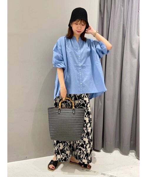 CRAFT STANDARD BOUTIQUE（クラフトスタンダードブティック）の「インド綿スキッパーシャツ（チュニック・レディース・オフホワイト/ブラック/サックスブルー・FREE）」の15枚目の写真