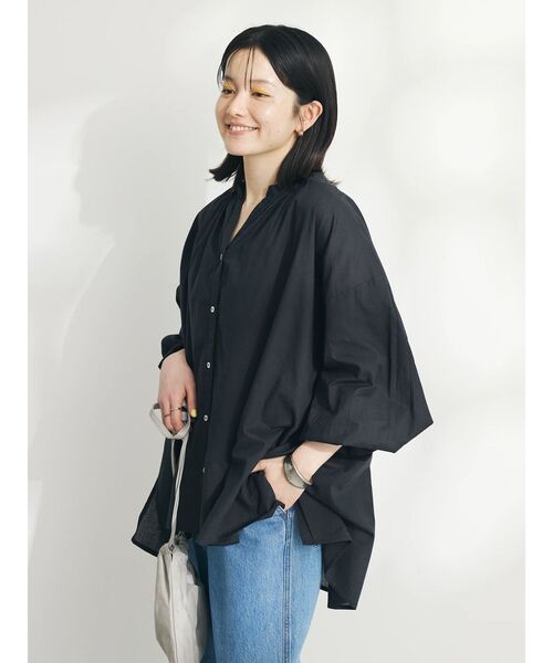 CRAFT STANDARD BOUTIQUE（クラフトスタンダードブティック）の「インド綿スキッパーシャツ（チュニック・レディース・オフホワイト/ブラック/サックスブルー・FREE）」の18枚目の写真