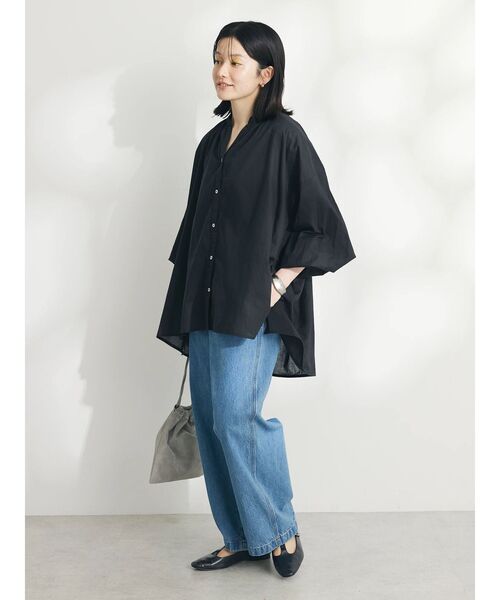 CRAFT STANDARD BOUTIQUE（クラフトスタンダードブティック）の「インド綿スキッパーシャツ（チュニック・レディース・オフホワイト/ブラック/サックスブルー・FREE）」の21枚目の写真