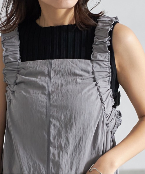 each（イーチ）の「ショルダーギャザージャンパースカート（ジャンパースカート・レディース・ライトグリーン/グレー/ブラック・FREE）」の8枚目の写真