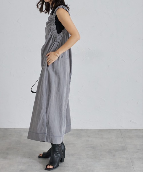 each（イーチ）の「ショルダーギャザージャンパースカート（ジャンパースカート・レディース・ライトグリーン/グレー/ブラック・FREE）」の7枚目の写真