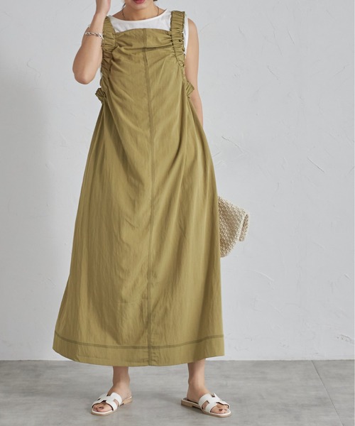 each（イーチ）の「ショルダーギャザージャンパースカート（ジャンパースカート・レディース・ライトグリーン/グレー/ブラック・FREE）」の13枚目の写真