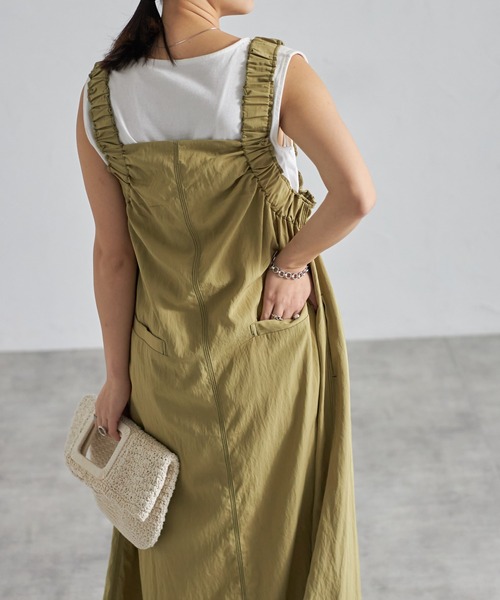 each（イーチ）の「ショルダーギャザージャンパースカート（ジャンパースカート・レディース・ライトグリーン/グレー/ブラック・FREE）」の11枚目の写真