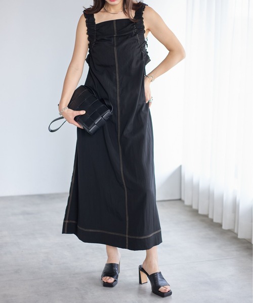 each（イーチ）の「ショルダーギャザージャンパースカート（ジャンパースカート・レディース・ライトグリーン/グレー/ブラック・FREE）」の22枚目の写真