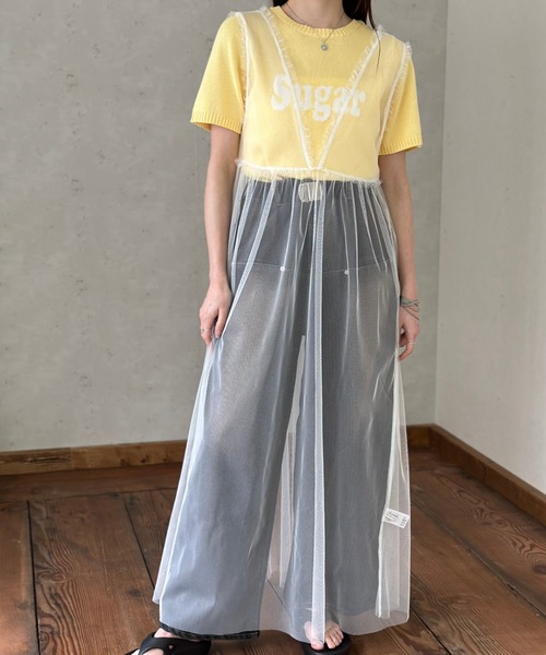 Per sist ence(パーシエンス)の「チュールノースリブワンピース(ワンピース・レディース・ブラック/グレー/オフホワイト・FREE)」の2枚目の写真