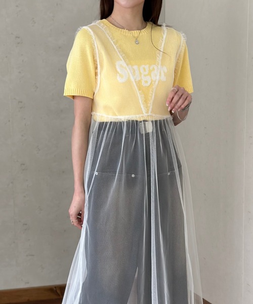 Per sist ence(パーシエンス)の「チュールノースリブワンピース(ワンピース・レディース・ブラック/グレー/オフホワイト・FREE)」の5枚目の写真