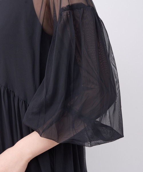 un dix cors（アンディコール）の「《オケージョン》シアーチュールワンピース（ドレス・レディース・グレー/ブラック・FREE）」の20枚目の写真