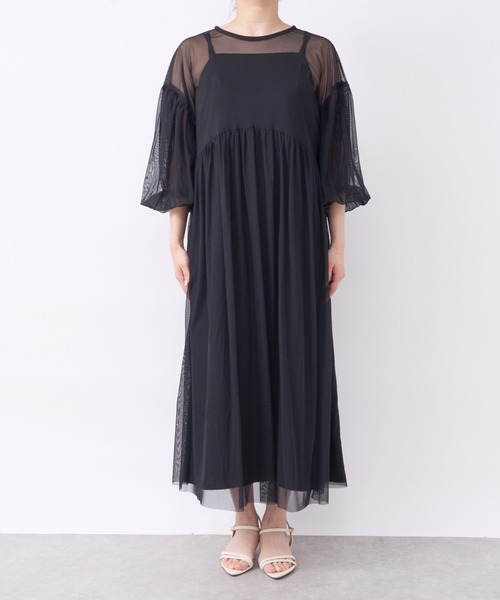 un dix cors（アンディコール）の「《オケージョン》シアーチュールワンピース（ドレス・レディース・グレー/ブラック・FREE）」の14枚目の写真