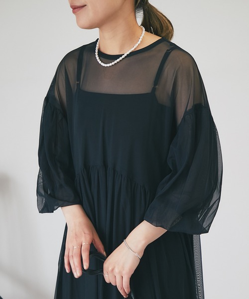 un dix cors（アンディコール）の「《オケージョン》シアーチュールワンピース（ドレス・レディース・グレー/ブラック・FREE）」の11枚目の写真