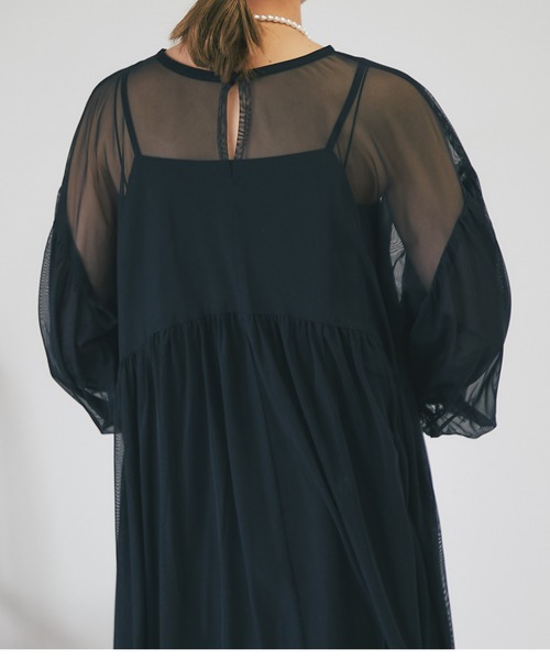 un dix cors（アンディコール）の「《オケージョン》シアーチュールワンピース（ドレス・レディース・グレー/ブラック・FREE）」の13枚目の写真