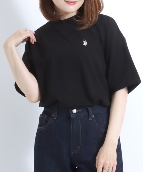 U.S. POLO ASSN.(ユーエスポロアッスン)の「U.S. POLO ASSN.(ユーエスポロアッスン)鹿の子モックネック半袖Tシャツ レディース(Tシャツ/カットソー・レディース・ライトグリーン/ホワイト/ブラック・L/M)」の3枚目の写真