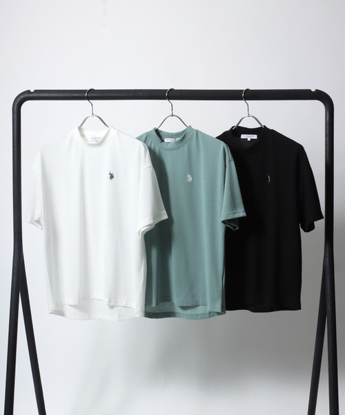 U.S. POLO ASSN.(ユーエスポロアッスン)の「U.S. POLO ASSN.(ユーエスポロアッスン)鹿の子モックネック半袖Tシャツ レディース(Tシャツ/カットソー・レディース・ライトグリーン/ホワイト/ブラック・L/M)」の11枚目の写真