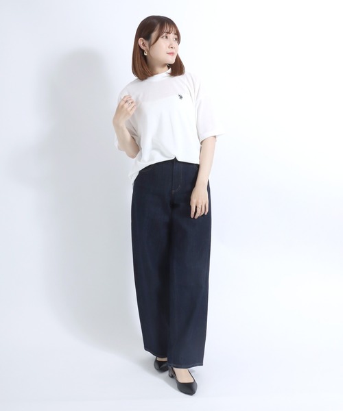 U.S. POLO ASSN.(ユーエスポロアッスン)の「U.S. POLO ASSN.(ユーエスポロアッスン)鹿の子モックネック半袖Tシャツ レディース(Tシャツ/カットソー・レディース・ライトグリーン/ホワイト/ブラック・L/M)」の14枚目の写真