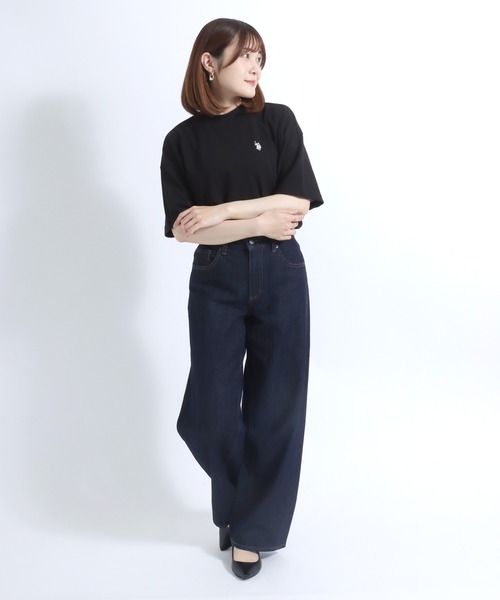 U.S. POLO ASSN.(ユーエスポロアッスン)の「U.S. POLO ASSN.(ユーエスポロアッスン)鹿の子モックネック半袖Tシャツ レディース(Tシャツ/カットソー・レディース・ライトグリーン/ホワイト/ブラック・L/M)」の19枚目の写真