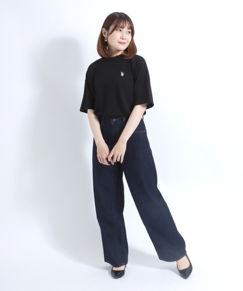 U.S. POLO ASSN.(ユーエスポロアッスン)の「U.S. POLO ASSN.(ユーエスポロアッスン)鹿の子モックネック半袖Tシャツ レディース(Tシャツ/カットソー・レディース・ライトグリーン/ホワイト/ブラック・L/M)」の20枚目の写真