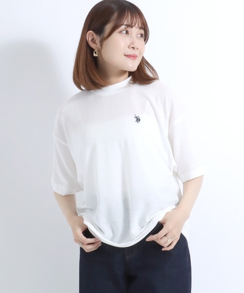 U.S. POLO ASSN.(ユーエスポロアッスン)の「U.S. POLO ASSN.(ユーエスポロアッスン)鹿の子モックネック半袖Tシャツ レディース(Tシャツ/カットソー・レディース・ライトグリーン/ホワイト/ブラック・L/M)」の13枚目の写真