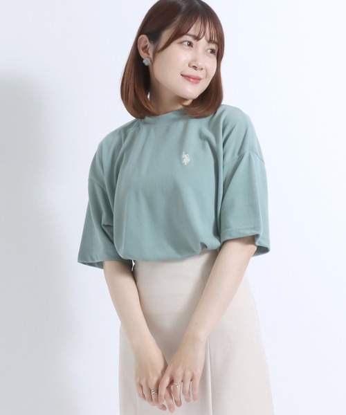 U.S. POLO ASSN.(ユーエスポロアッスン)の「U.S. POLO ASSN.(ユーエスポロアッスン)鹿の子モックネック半袖Tシャツ レディース(Tシャツ/カットソー・レディース・ライトグリーン/ホワイト/ブラック・L/M)」の22枚目の写真