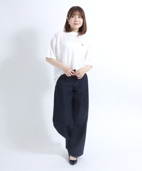 U.S. POLO ASSN.(ユーエスポロアッスン)の「U.S. POLO ASSN.(ユーエスポロアッスン)鹿の子モックネック半袖Tシャツ レディース(Tシャツ/カットソー・レディース・ライトグリーン/ホワイト/ブラック・L/M)」の16枚目の写真